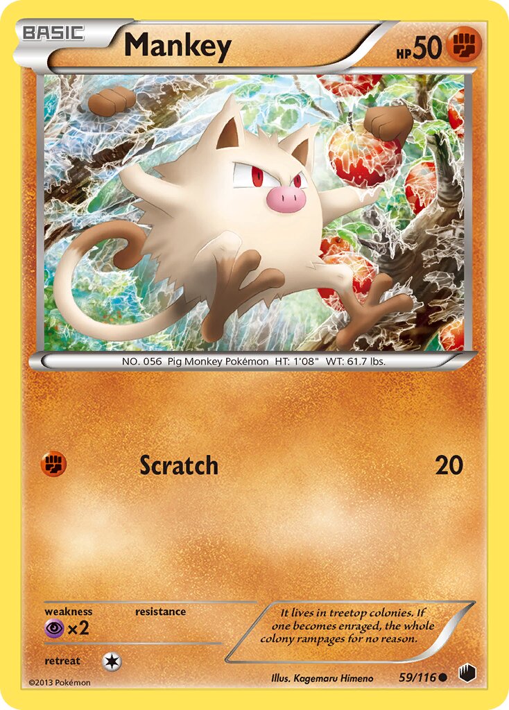 Mankey 059/116 — Plasma Freeze (English Pokémon TCG card)