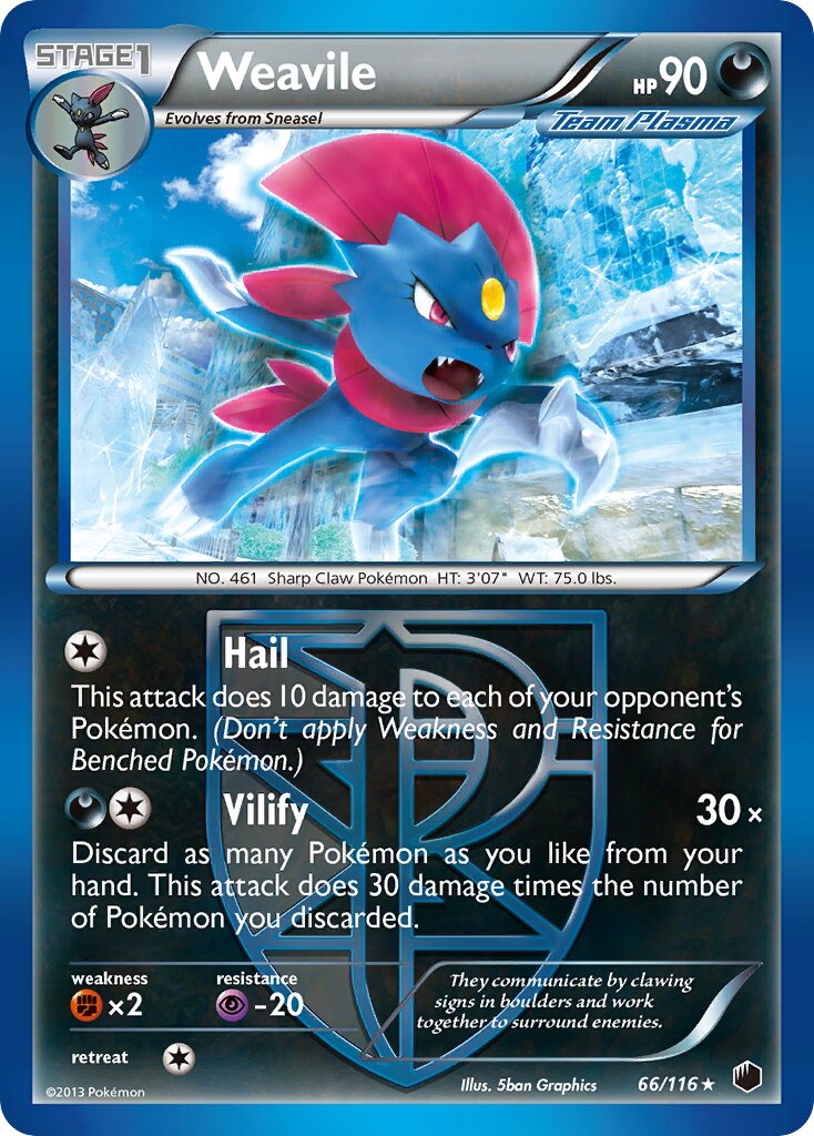 Weavile 066/116 — Plasma Freeze (English Pokémon TCG card)