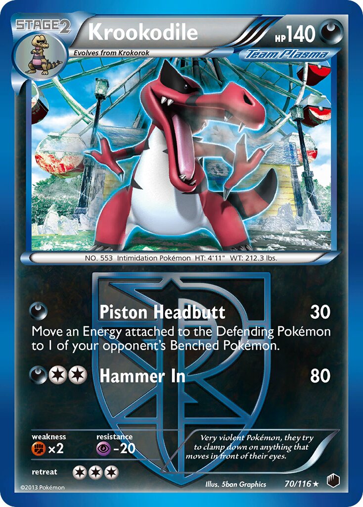 Krookodile 070/116 — Plasma Freeze (English Pokémon TCG card)