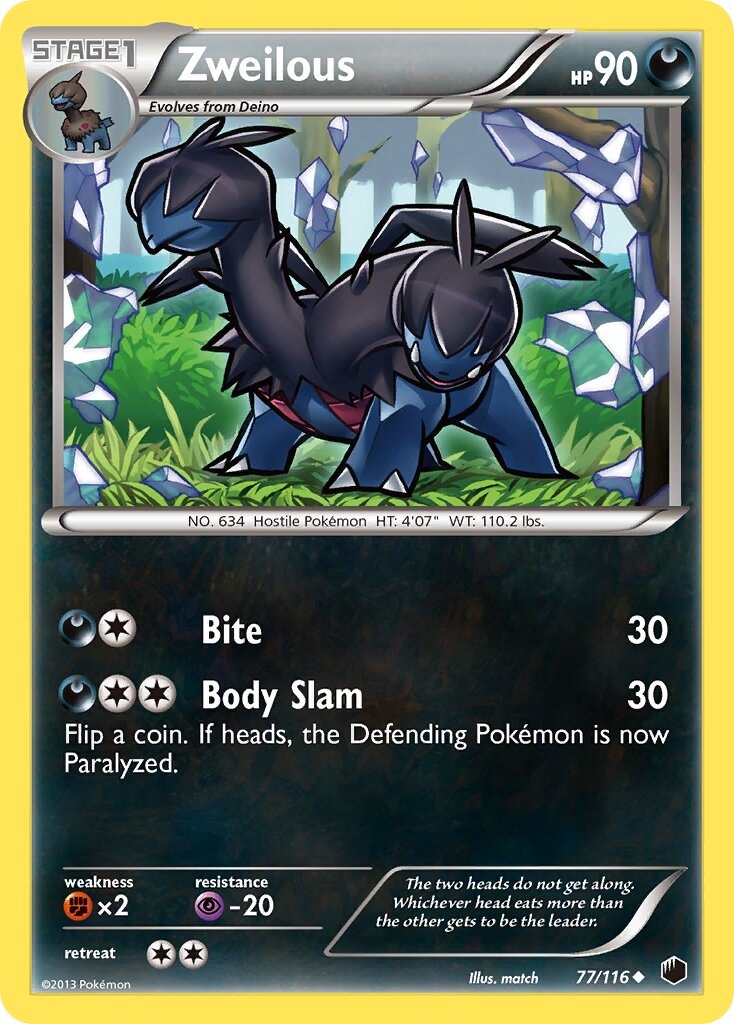 Zweilous 077/116 — Plasma Freeze (English Pokémon TCG card)