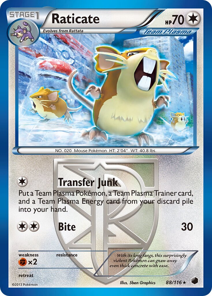Raticate 088/116 — Plasma Freeze (English Pokémon TCG card)