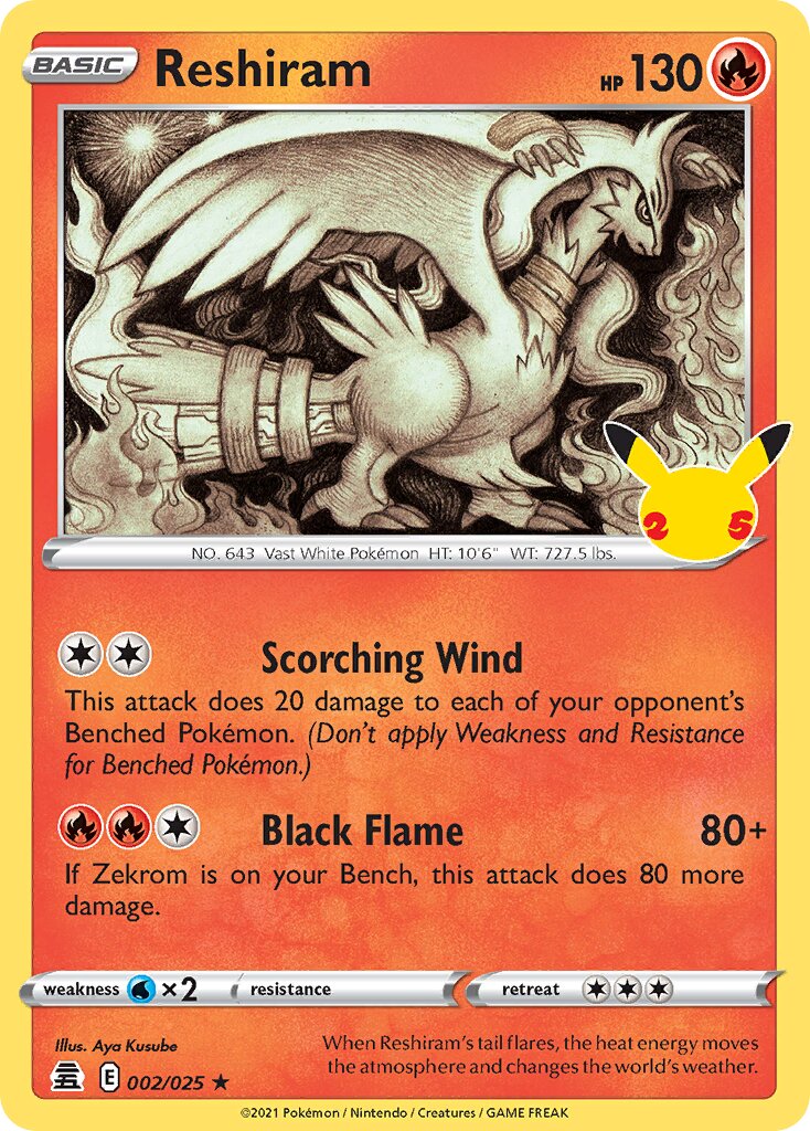 Reshiram 002/50 — Celebrations (English Pokémon TCG card)