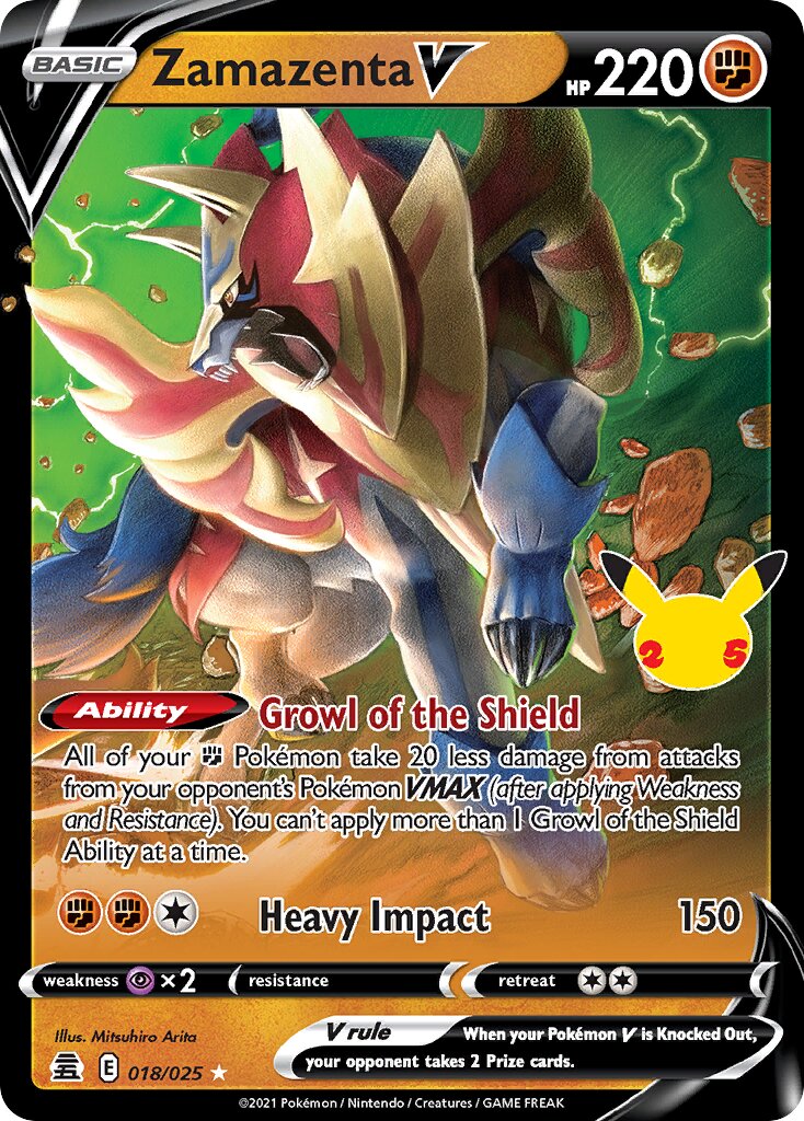 Zamazenta V 018/50 — Celebrations (English Pokémon TCG card)
