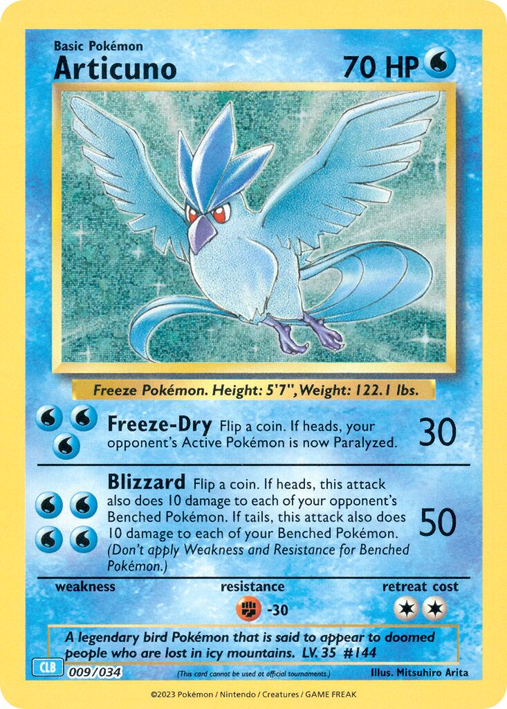 Articuno 009 — Pokémon TCG Classic (Blastoise) (English Pokémon TCG card)