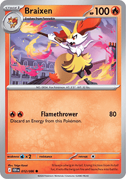 Braixen 012/86 — Chaos Rising (English Pokémon TCG card)