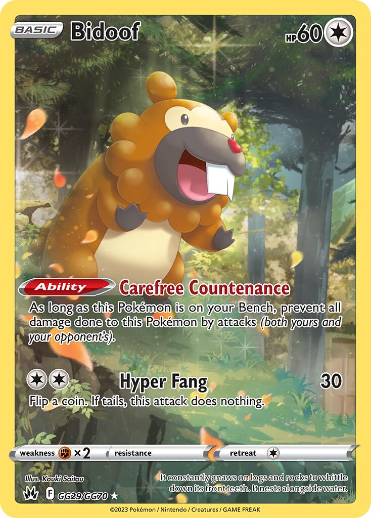 Bidoof 029 — Crown Zenith (Galarian Gallery) (English Pokémon TCG card)