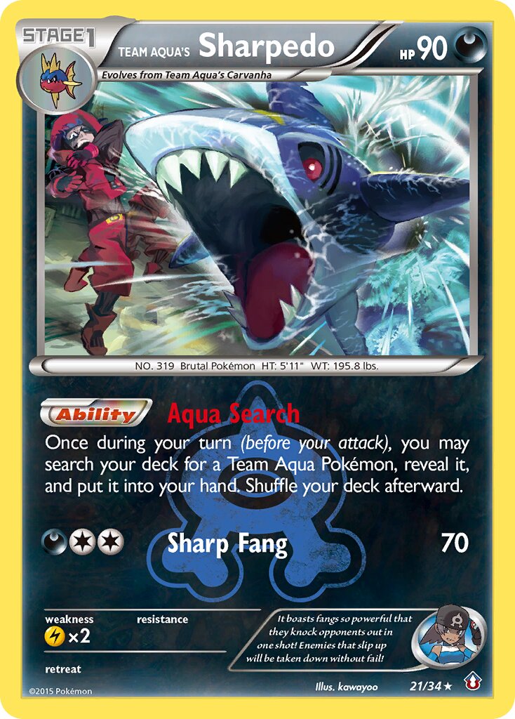 Team Aqua's Sharpedo 021/34 — Double Crisis (English Pokémon TCG card)