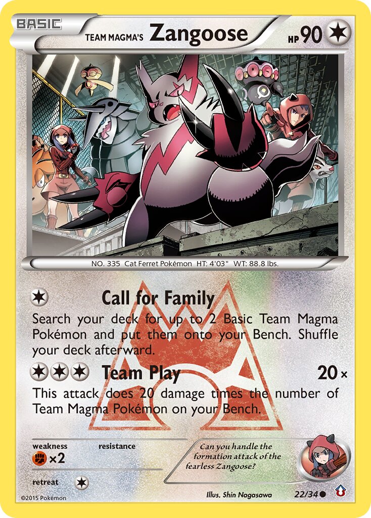 Team Magma's Zangoose 022/34 — Double Crisis (English Pokémon TCG card)