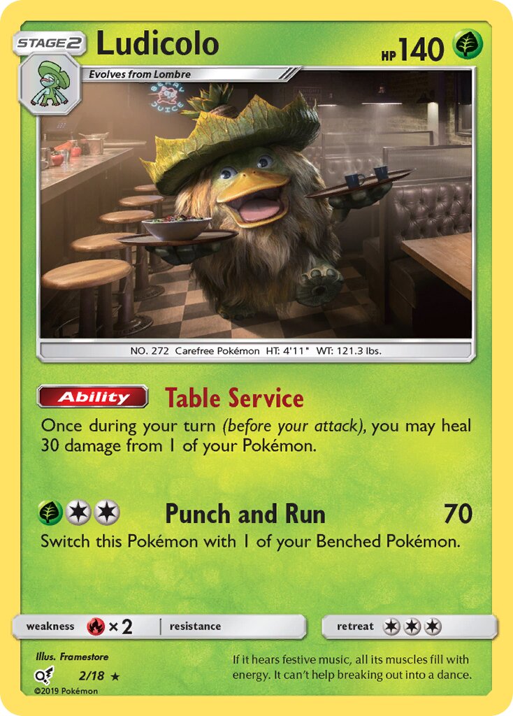 Ludicolo 002/18 — Detective Pikachu (English Pokémon TCG card)