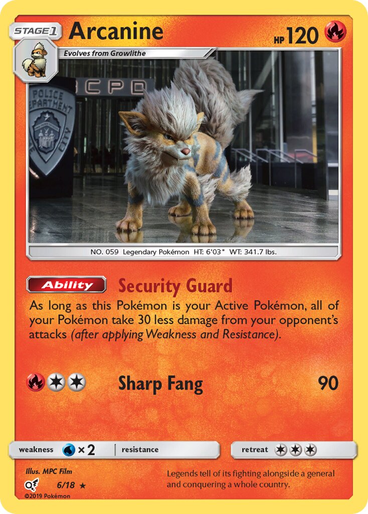 Arcanine 006/18 — Detective Pikachu (English Pokémon TCG card)