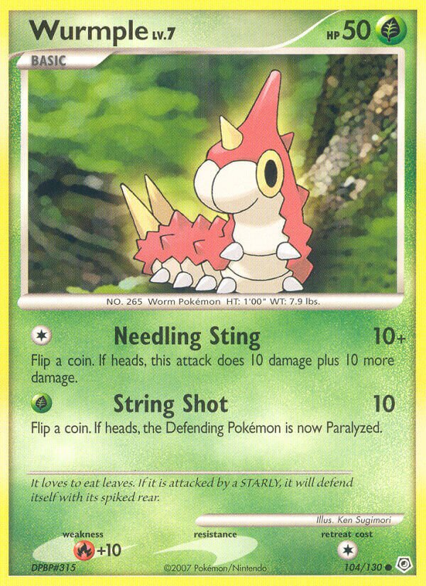 Wurmple 104/130 — Diamond & Pearl (English Pokémon TCG card)