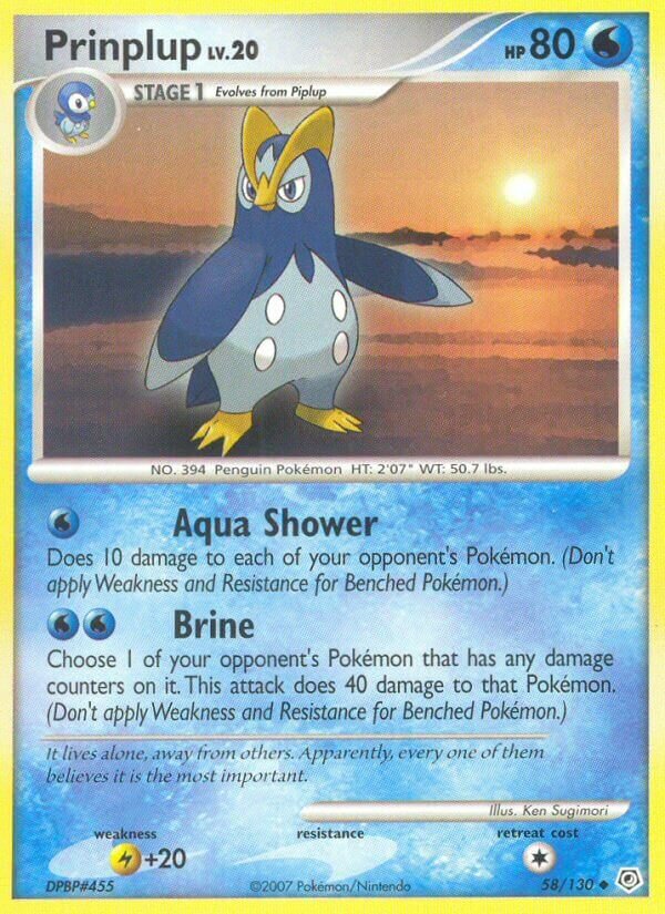 Prinplup 058/130 — Diamond & Pearl (English Pokémon TCG card)