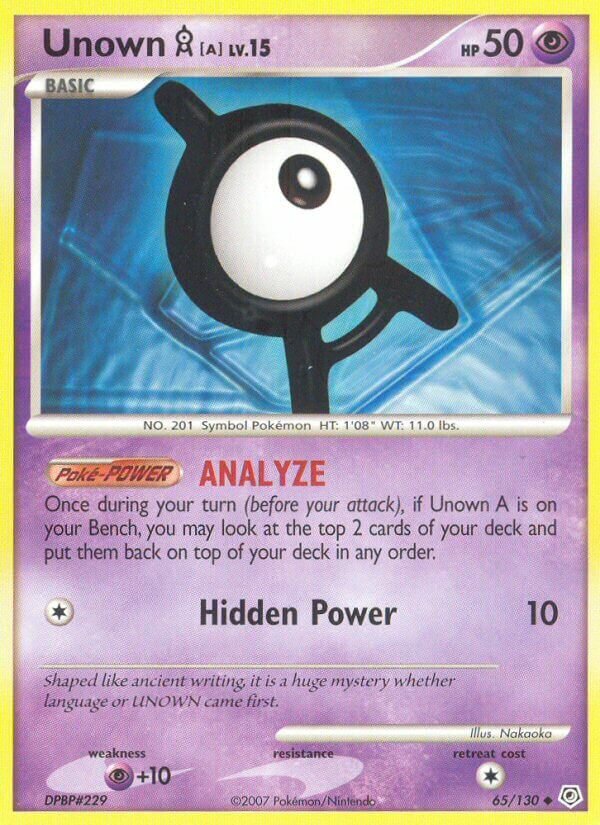 Unown A 065/130 — Diamond & Pearl (English Pokémon TCG card)