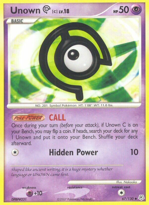 Unown C 067/130 — Diamond & Pearl (English Pokémon TCG card)