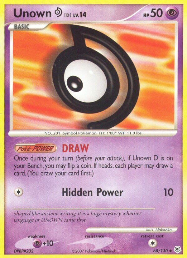 Unown D 068/130 — Diamond & Pearl (English Pokémon TCG card)