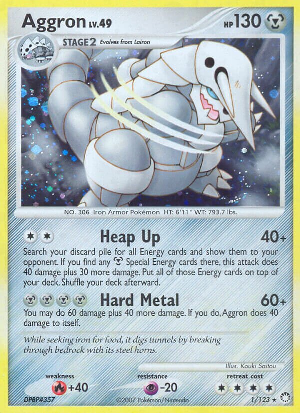 Aggron 001/124 — Mysterious Treasures (English Pokémon TCG card)