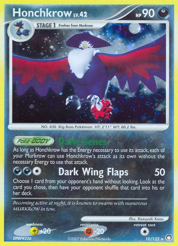 Honchkrow 010/124 — Mysterious Treasures (English Pokémon TCG card)