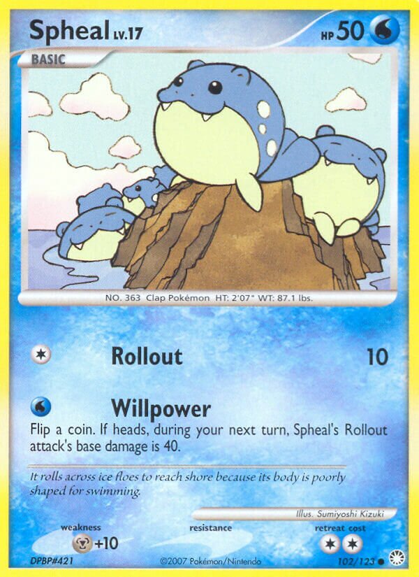 Spheal 102/124 — Mysterious Treasures (English Pokémon TCG card)