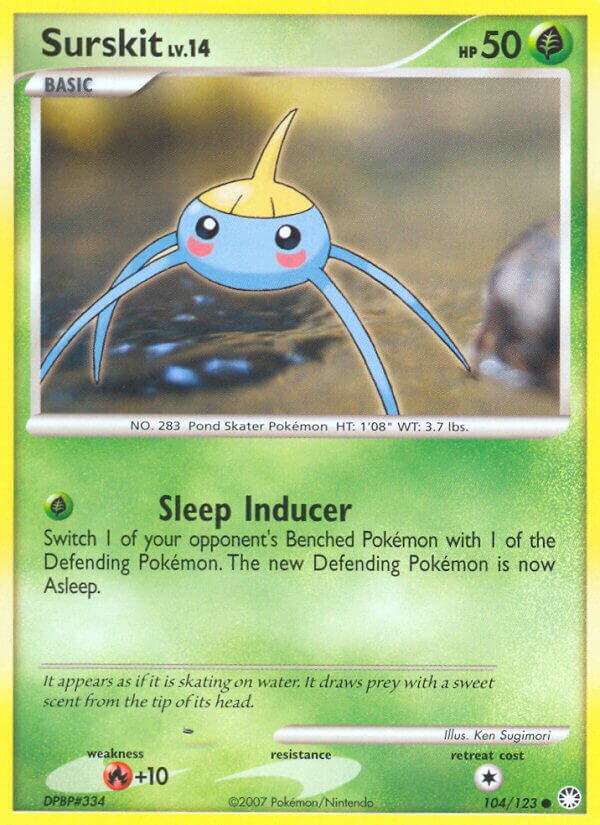 Surskit 104/124 — Mysterious Treasures (English Pokémon TCG card)