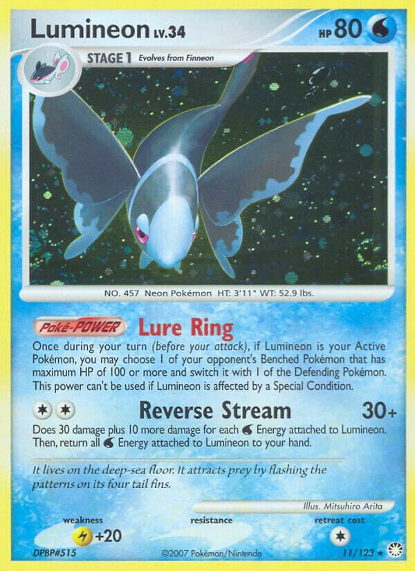 Lumineon 011/124 — Mysterious Treasures (English Pokémon TCG card)