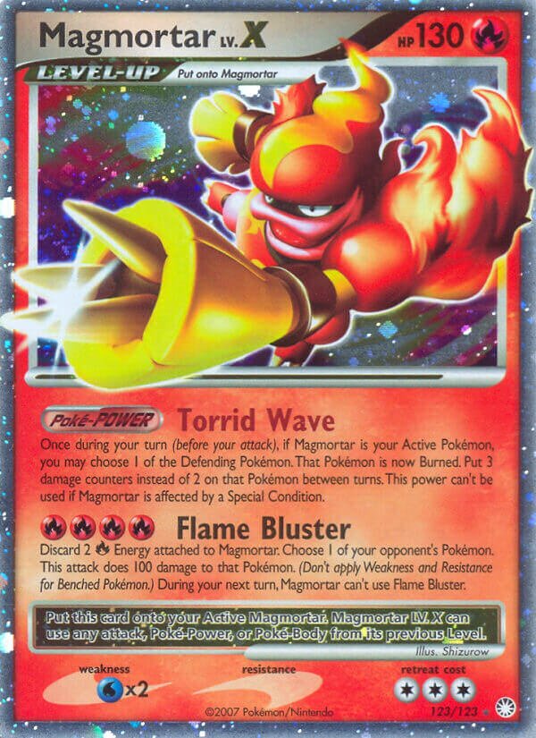 Magmortar LV.X 123/124 — Mysterious Treasures (English Pokémon TCG card)