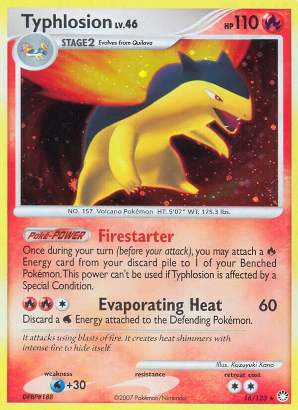 Typhlosion 016/124 — Mysterious Treasures (English Pokémon TCG card)