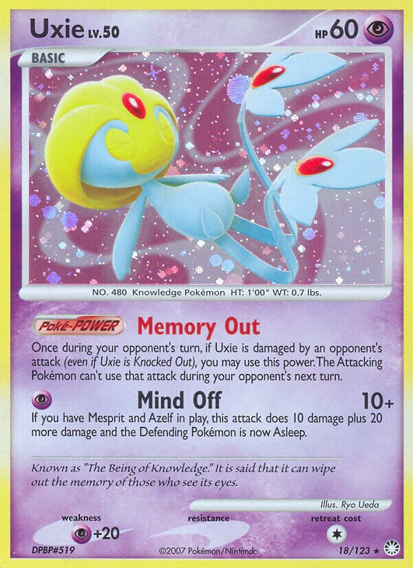 Uxie 018/124 — Mysterious Treasures (English Pokémon TCG card)
