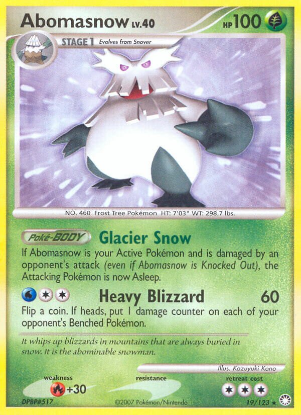 Abomasnow 019/124 — Mysterious Treasures (English Pokémon TCG card)
