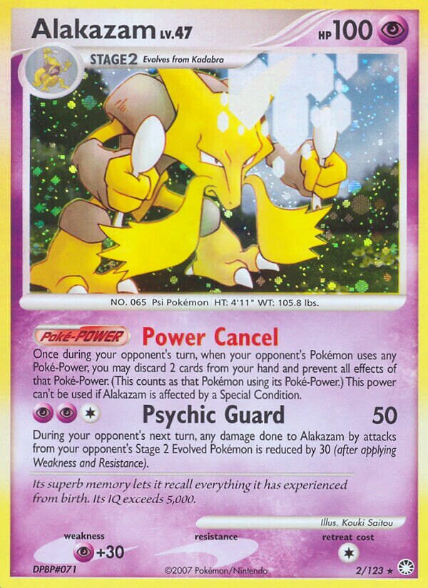 Alakazam 002/124 — Mysterious Treasures (English Pokémon TCG card)