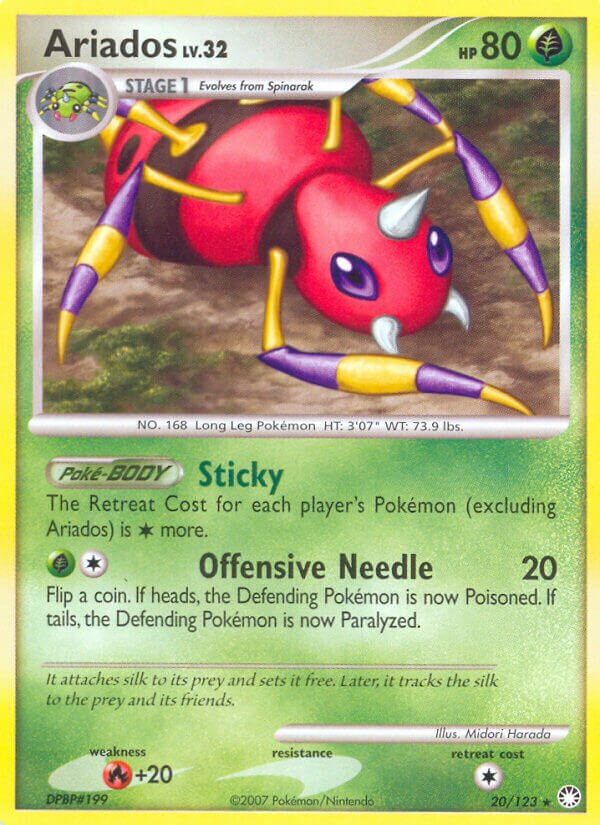 Ariados 020/124 — Mysterious Treasures (English Pokémon TCG card)