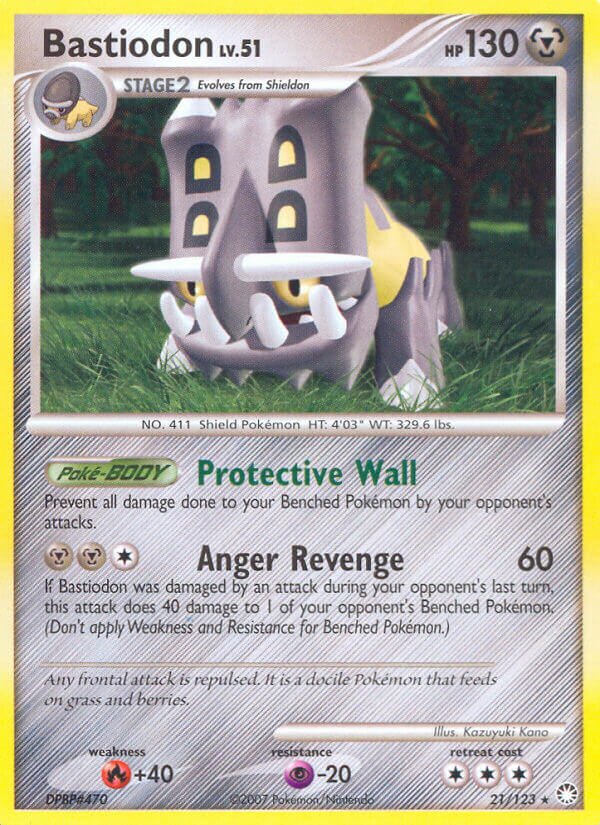 Bastiodon 021/124 — Mysterious Treasures (English Pokémon TCG card)