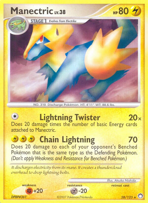 Manectric 028/124 — Mysterious Treasures (English Pokémon TCG card)