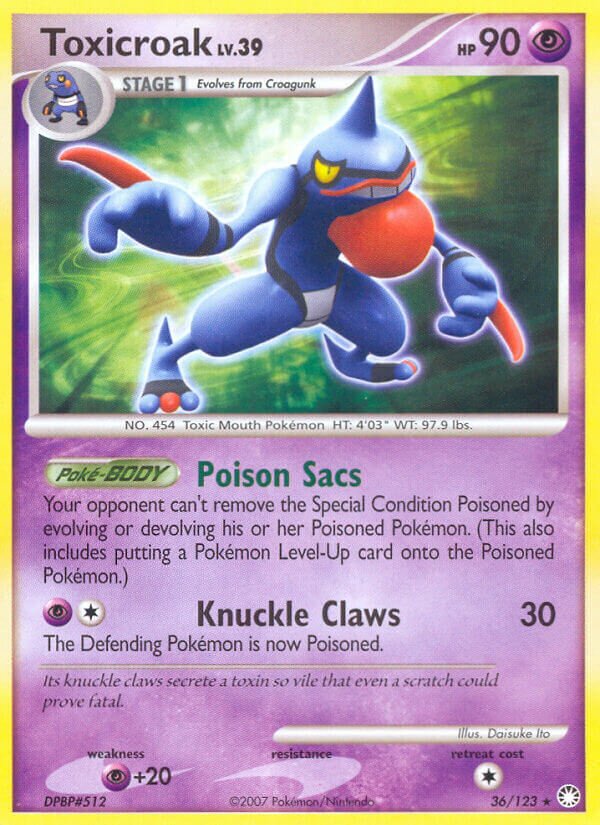Toxicroak 036/124 — Mysterious Treasures (English Pokémon TCG card)
