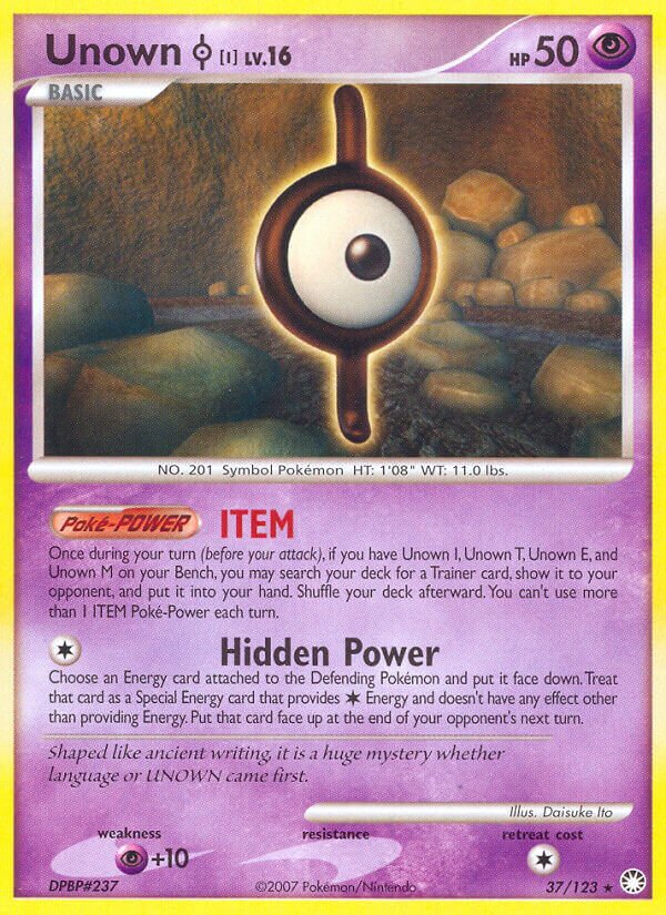 Unown I 037/124 — Mysterious Treasures (English Pokémon TCG card)