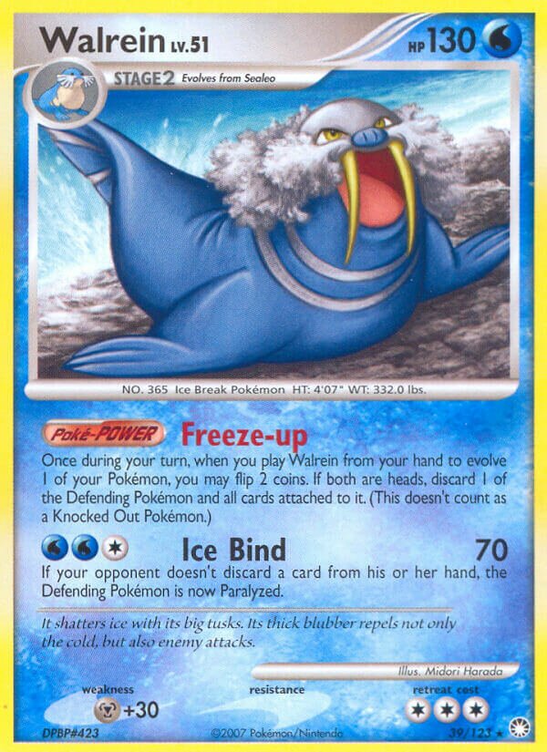 Walrein 039/124 — Mysterious Treasures (English Pokémon TCG card)