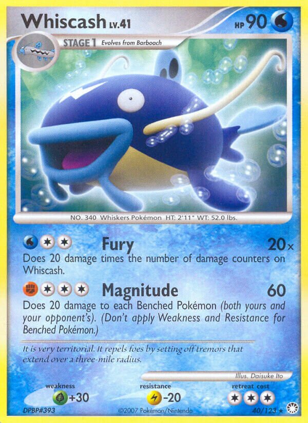Whiscash 040/124 — Mysterious Treasures (English Pokémon TCG card)