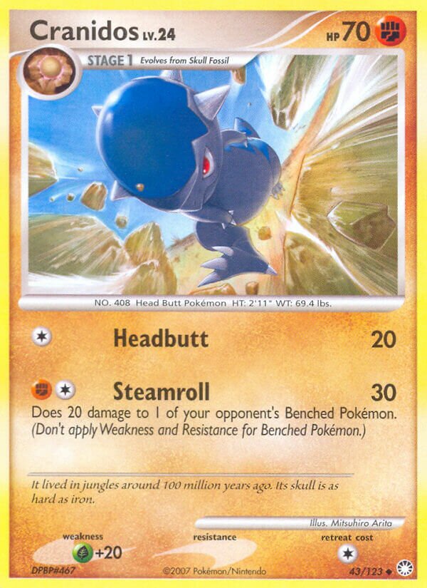 Cranidos 043/124 — Mysterious Treasures (English Pokémon TCG card)