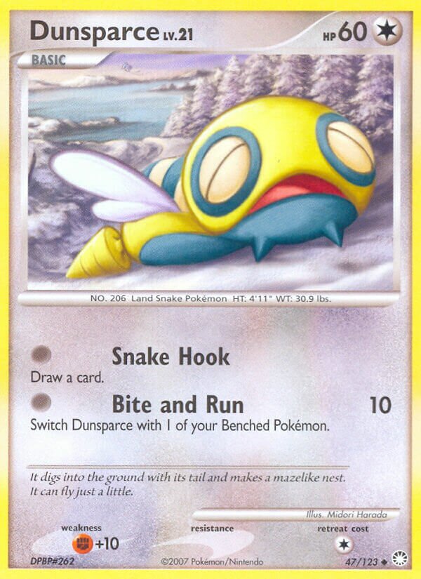 Dunsparce 047/124 — Mysterious Treasures (English Pokémon TCG card)