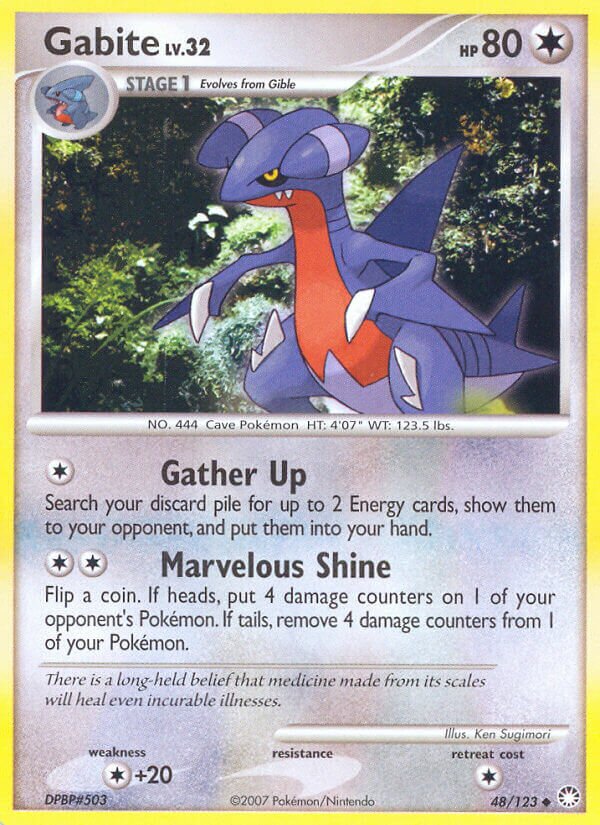 Gabite 048/124 — Mysterious Treasures (English Pokémon TCG card)