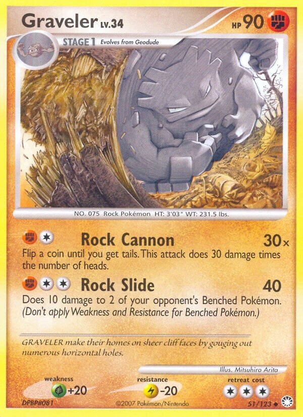 Graveler 051/124 — Mysterious Treasures (English Pokémon TCG card)