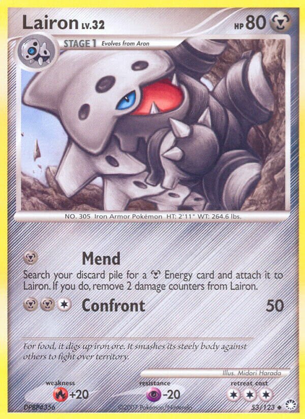 Lairon 053/124 — Mysterious Treasures (English Pokémon TCG card)