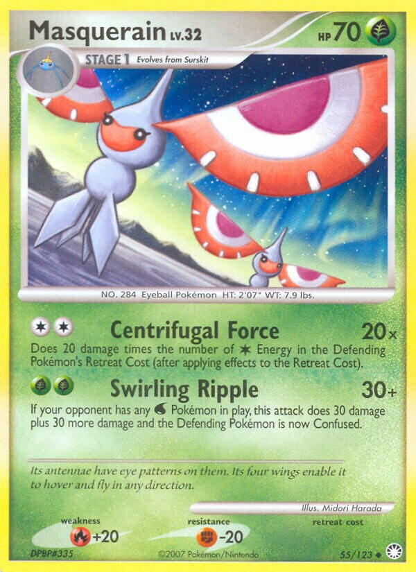 Masquerain 055/124 — Mysterious Treasures (English Pokémon TCG card)