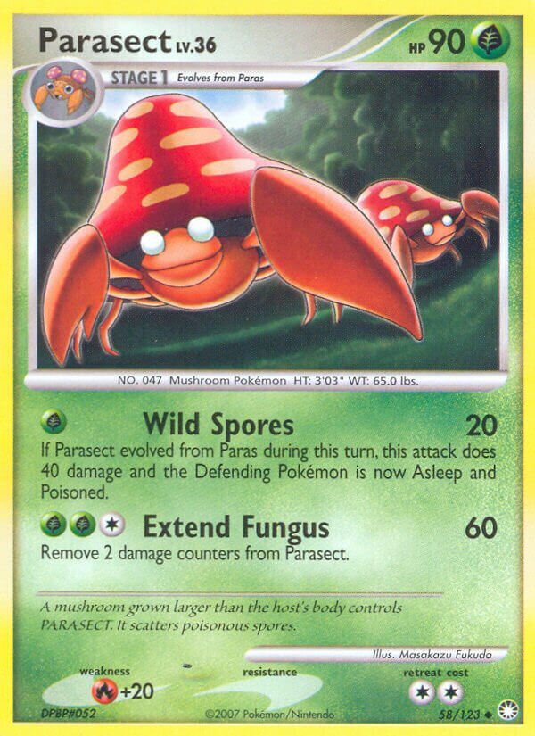Parasect 058/124 — Mysterious Treasures (English Pokémon TCG card)
