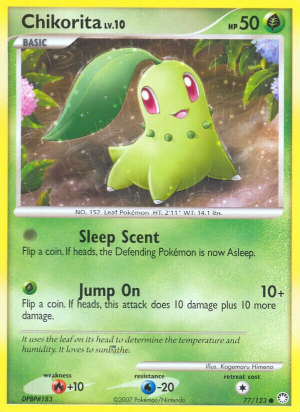 Chikorita 077/124 — Mysterious Treasures (English Pokémon TCG card)