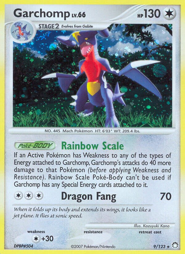 Garchomp 009/124 — Mysterious Treasures (English Pokémon TCG card)