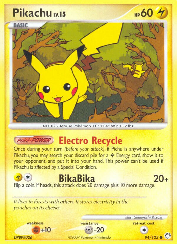 Pikachu 094/124 — Mysterious Treasures (English Pokémon TCG card)