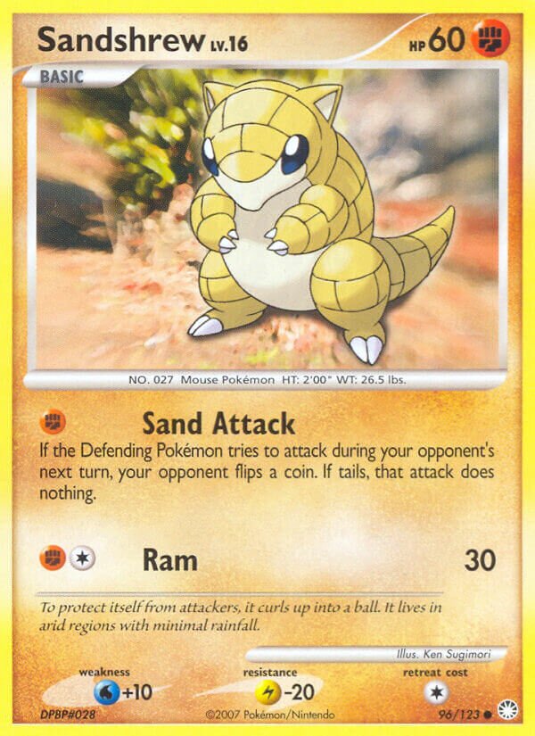 Sandshrew 096/124 — Mysterious Treasures (English Pokémon TCG card)