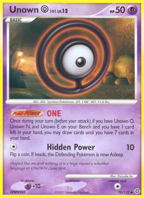 Unown O 070/132 — Secret Wonders (English Pokémon TCG card)