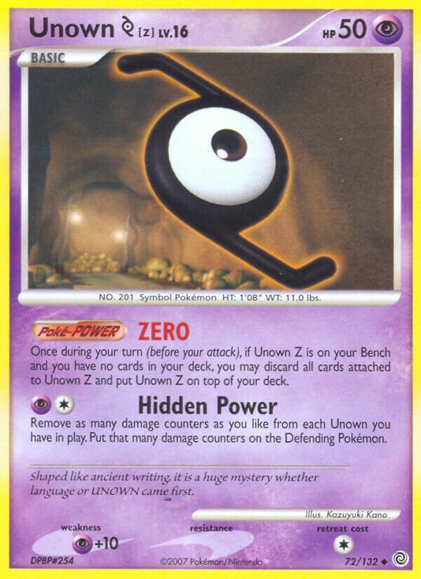 Unown Z 072/132 — Secret Wonders (English Pokémon TCG card)