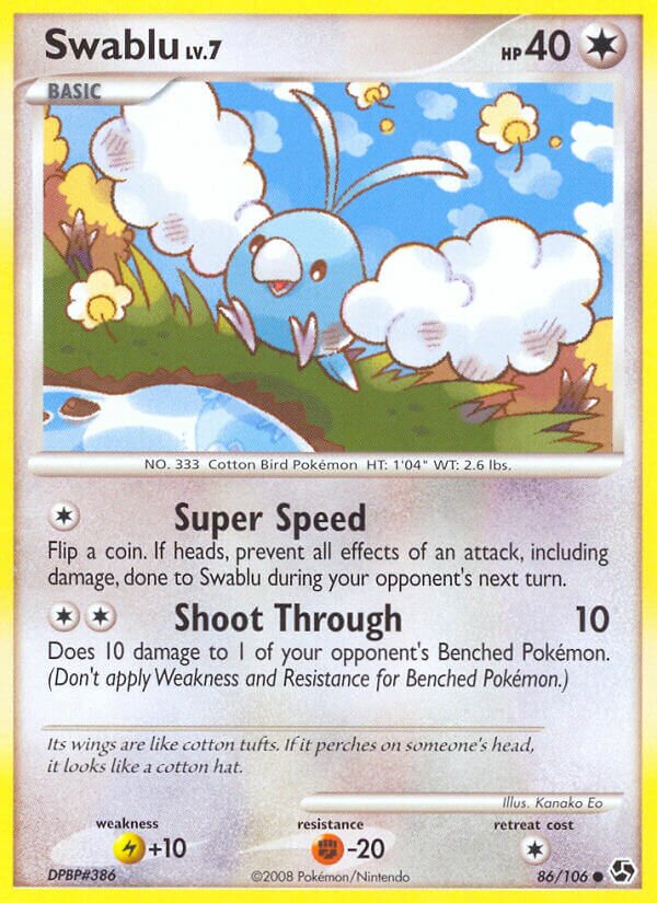 Swablu 086/106 — Great Encounters (English Pokémon TCG card)